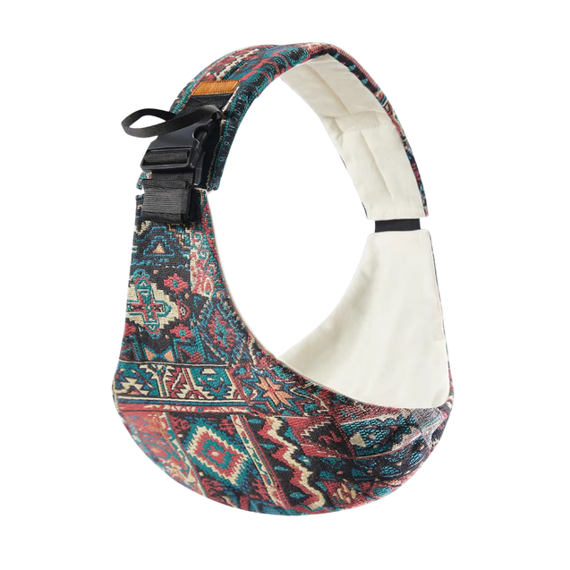 Multicolored patterned Baby sling on a white background